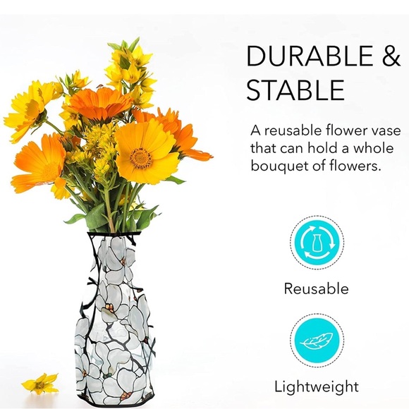 NWT: Collapsible Modern Plastic Vase - 10" Tall, Perfect for Flowers! - Picture 8 of 10